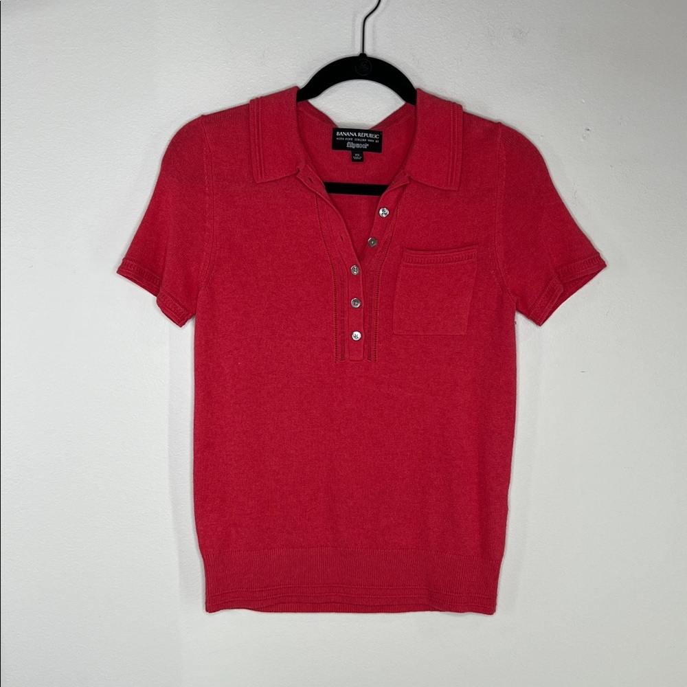 Banana Republic Filpucci Italian Yarn Wool Blend  Polo Style Sweater Top size XS - Picture 3 of 10